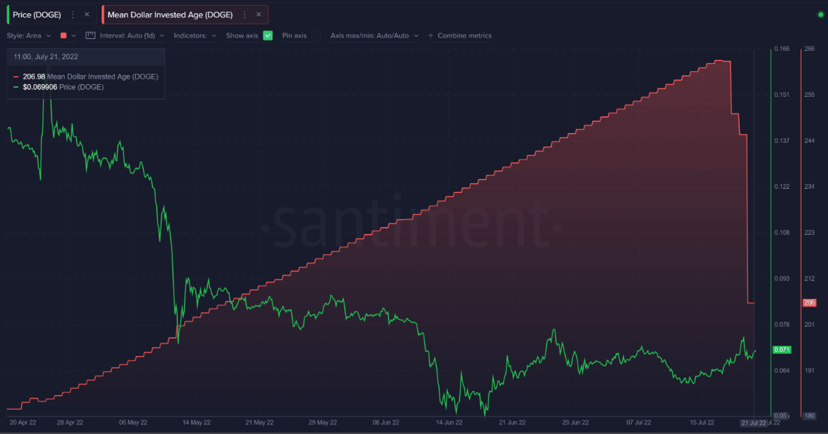 Drop In DOGE's Mean Dollar Invested Age